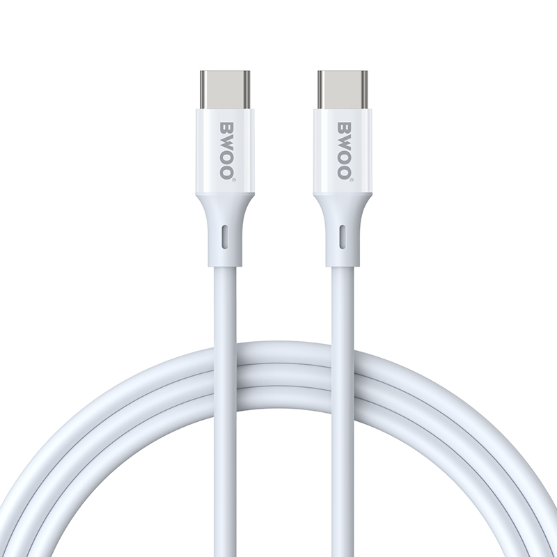 Кабел за данни и зареждане USB-C - USB-C BWOO BO-X283CC-2M, 60W, 2м, бял