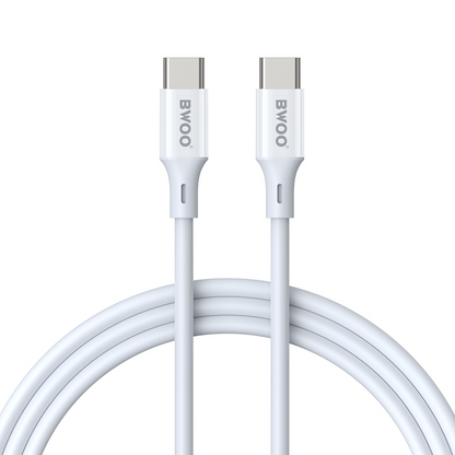 Кабел за данни и зареждане USB-C - USB-C BWOO BO-X283CC-2M, 60W, 2м, бял