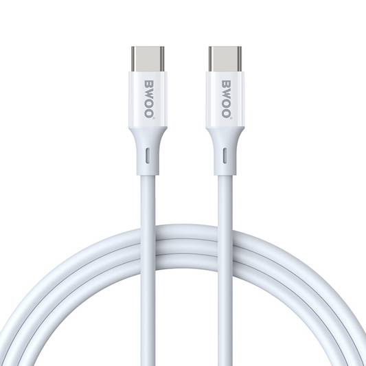 Кабел за данни и зареждане USB-C - USB-C BWOO BO-X283CC-2M, 60W, 2м, бял