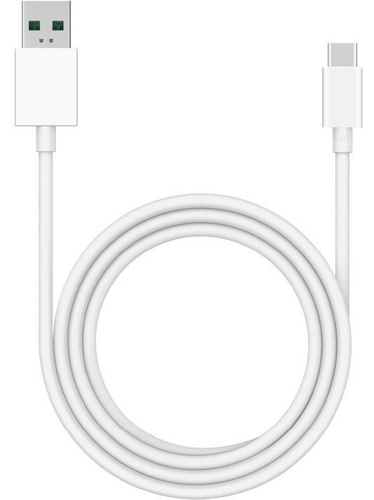 Кабел за данни и зареждане USB-A - USB-C Oppo DL129, 1м, бял 611602000006