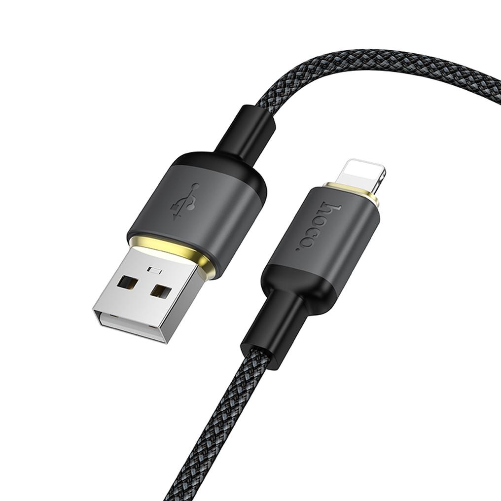 Кабел за данни и зареждане USB-A - Lightning HOCO X128 Benefit, 12W, 1м, Черен