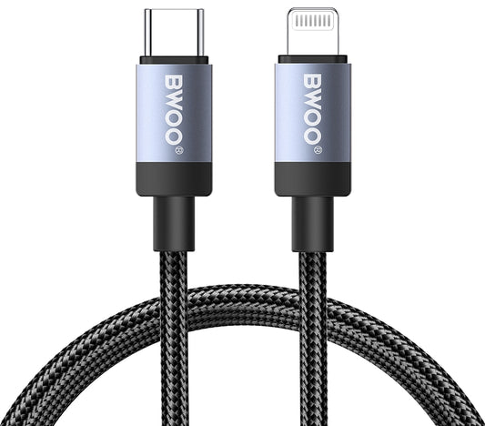 Кабел за данни и зареждане USB-C - Lightning BWOO BO-X401CL, 30W, 1м, Черен