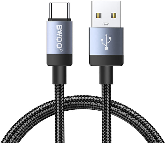 Кабел за данни и зареждане USB-A - USB-C BWOO BO-X401C, 18W, 1м, Черен