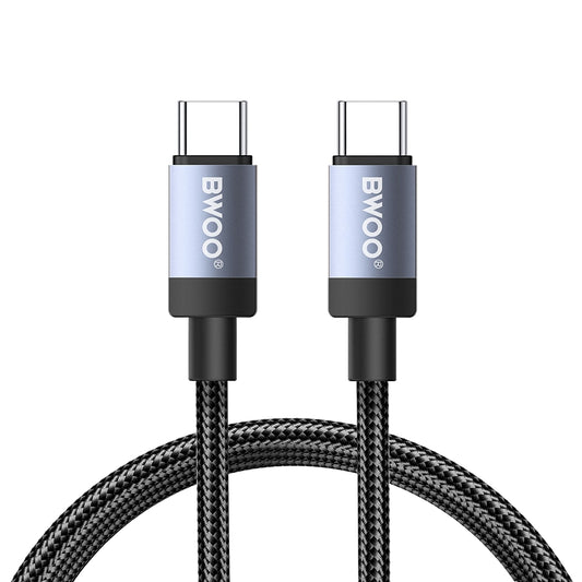 Кабел за данни и зареждане USB-C - USB-C BWOO BO-X401CC, 65W, 1м, Черен