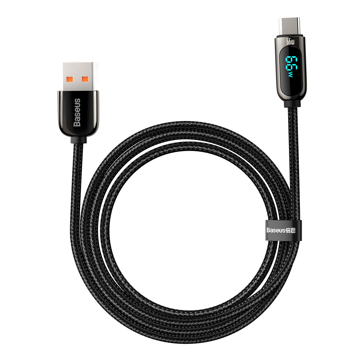 Кабел за данни и зареждане USB-A - USB-C Baseus Display, 66W, 2m, черен CASX020101