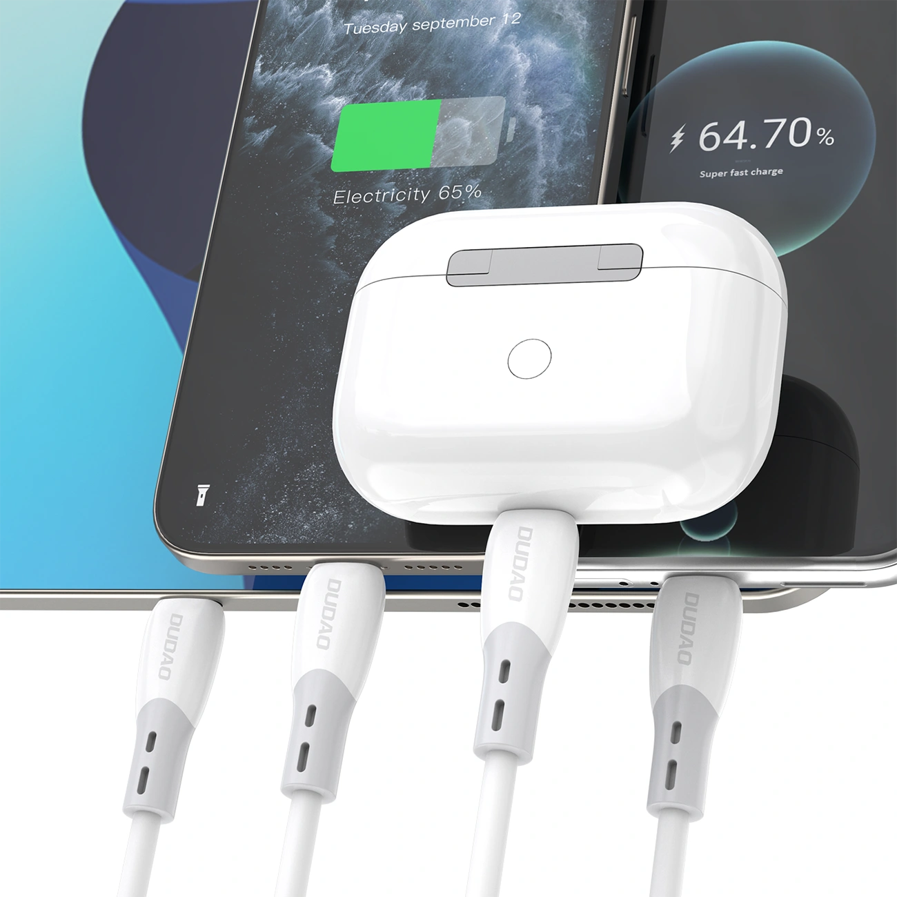 USB-C Data and Charging Cable - USB-C Dudao L25SC, 60W, 1m, White