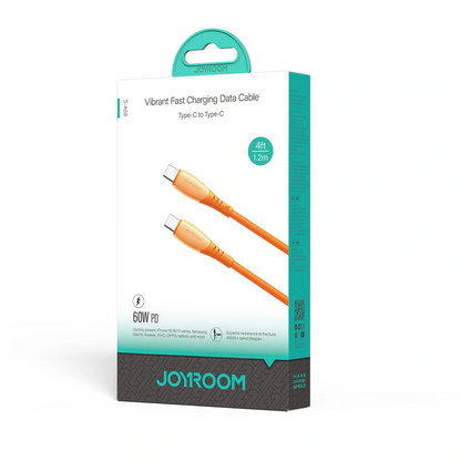 Кабел за данни и зареждане USB-C - USB-C Joyroom S-A59 Vibrant, 60W, 1.2m, Оранжев