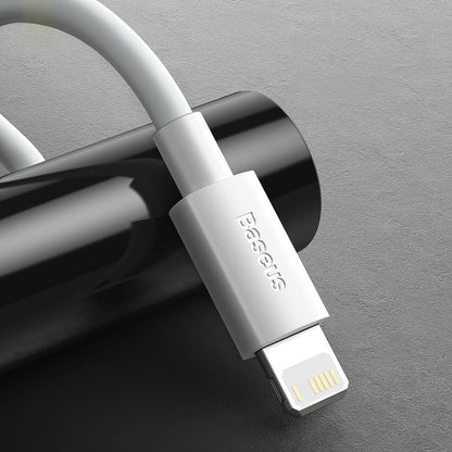 Baseus Simple Wisdom USB-C - Lightning кабел за пренос на данни и зареждане Simple Wisdom, 20W, 1,5 м, комплект 2 броя, бял 