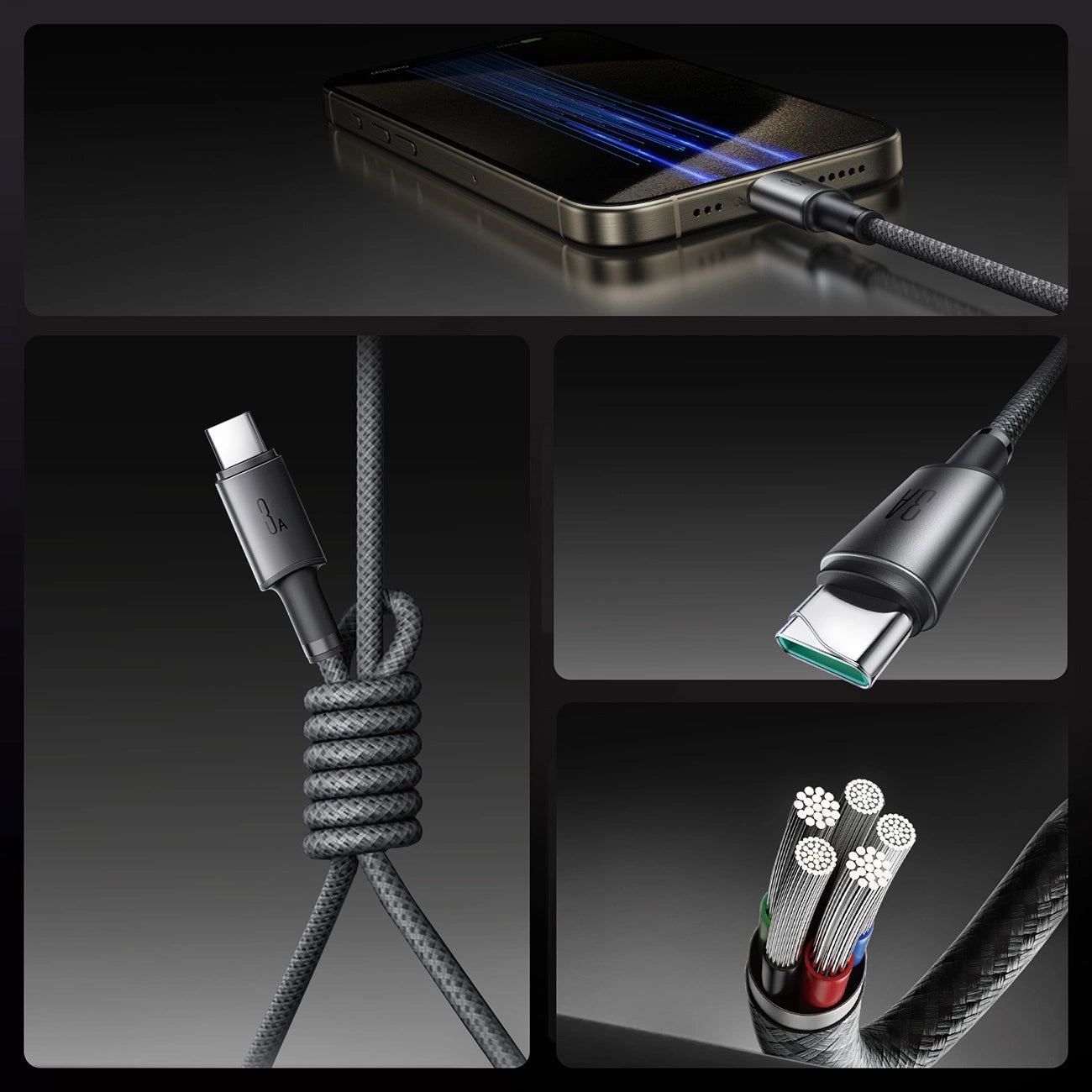 Кабел за данни и зареждане USB-A - USB-C Joyroom S-A50, 60W, 1.2m, Сив