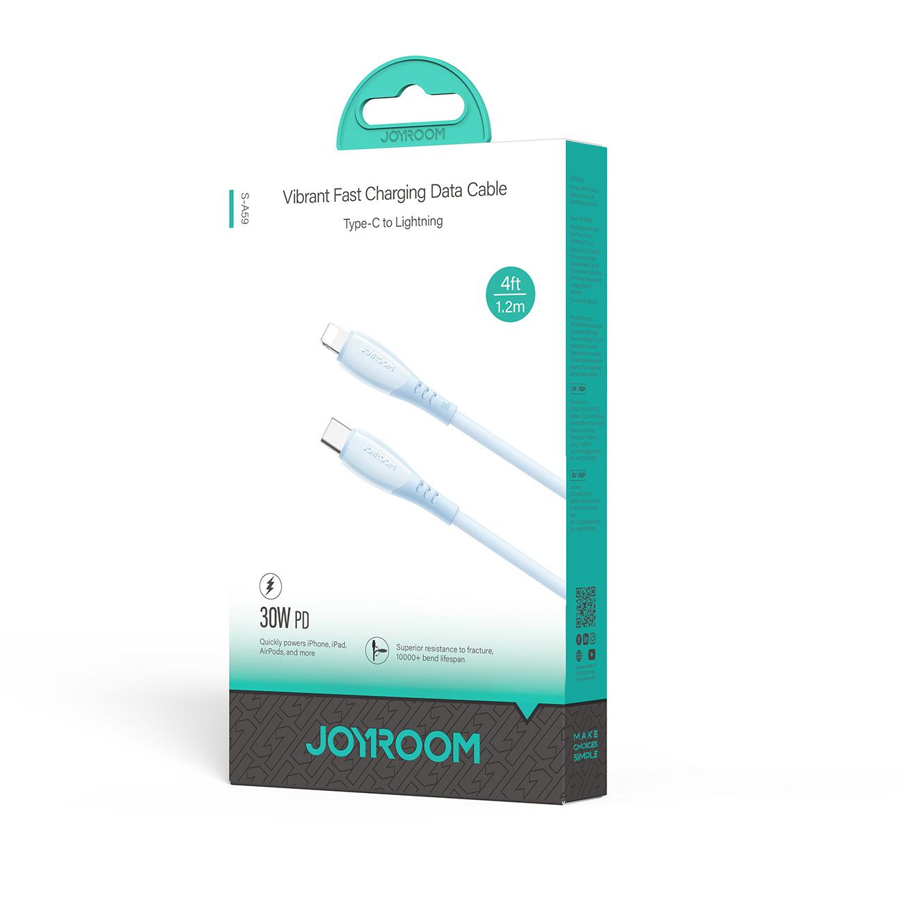 USB-C to Lightning Data and Charging Cable Joyroom S-A59 Vibrant, 30W, 1.2m, Blue