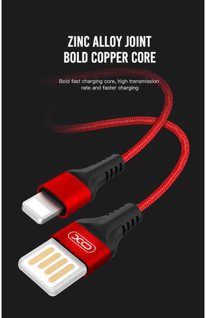 Кабел за данни и зареждане USB-A - microUSB XO Design NB118, 18W, 1m, Червен