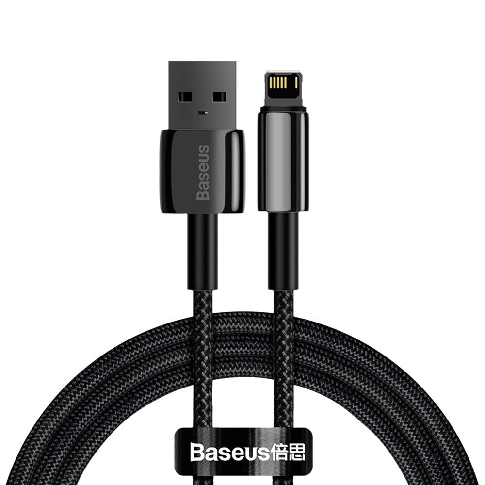 Кабел за данни и зареждане USB-A - Lightning Baseus Tungsten Gold, 20W, 1m, черен CALWJ-01 