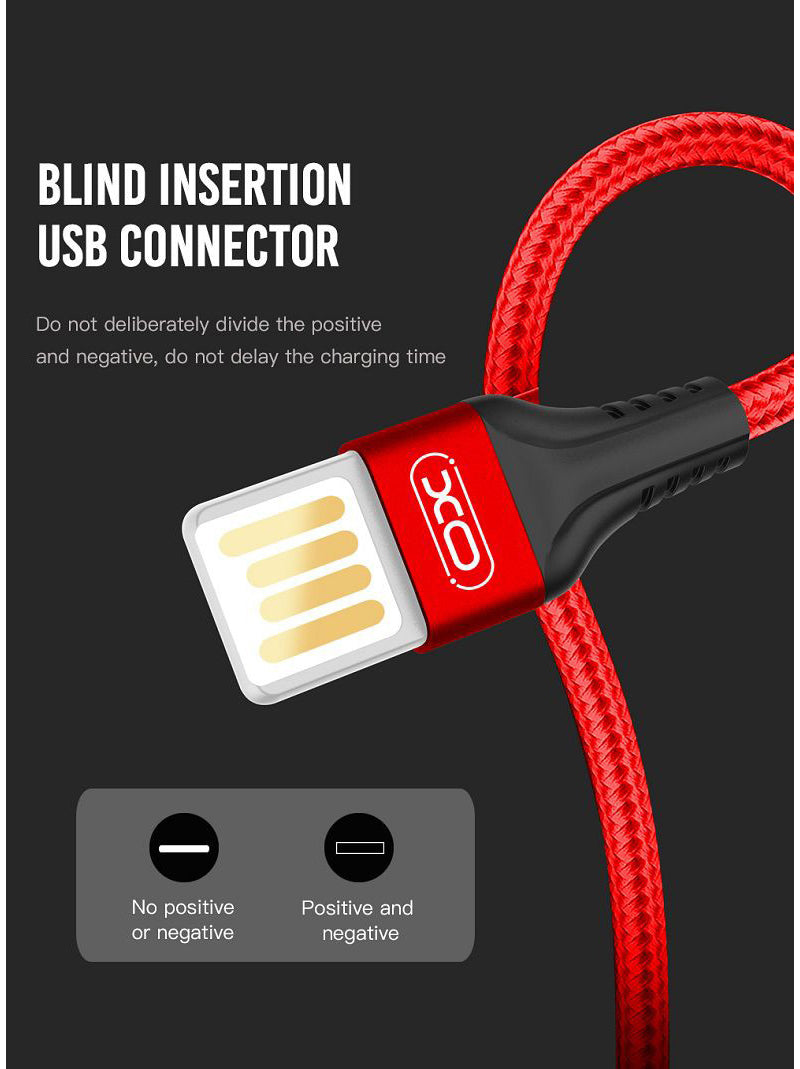 Кабел за данни и зареждане USB-A - microUSB XO Design NB118, 18W, 1m, Червен