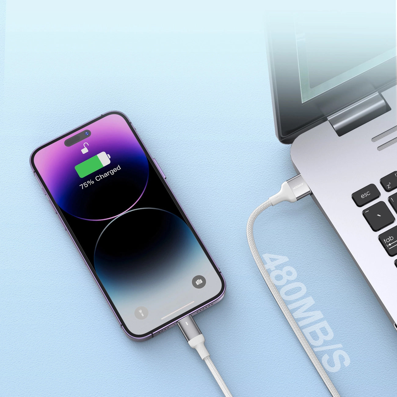 Кабел за данни и зареждане USB-A - Lightning Joyroom A10, 18W, 1.2m, Бял