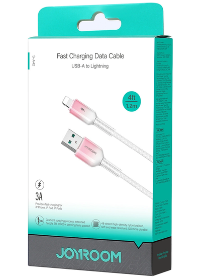 Кабел за данни и зареждане USB-A - Lightning Joyroom S-A42, 18W, 1.2м, бял