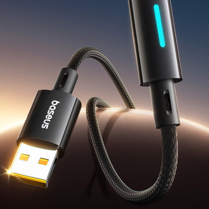 Кабел за данни и зареждане USB-A - USB-C Baseus Lit Button Control, 100W, 2m, Черен P10379002121-01