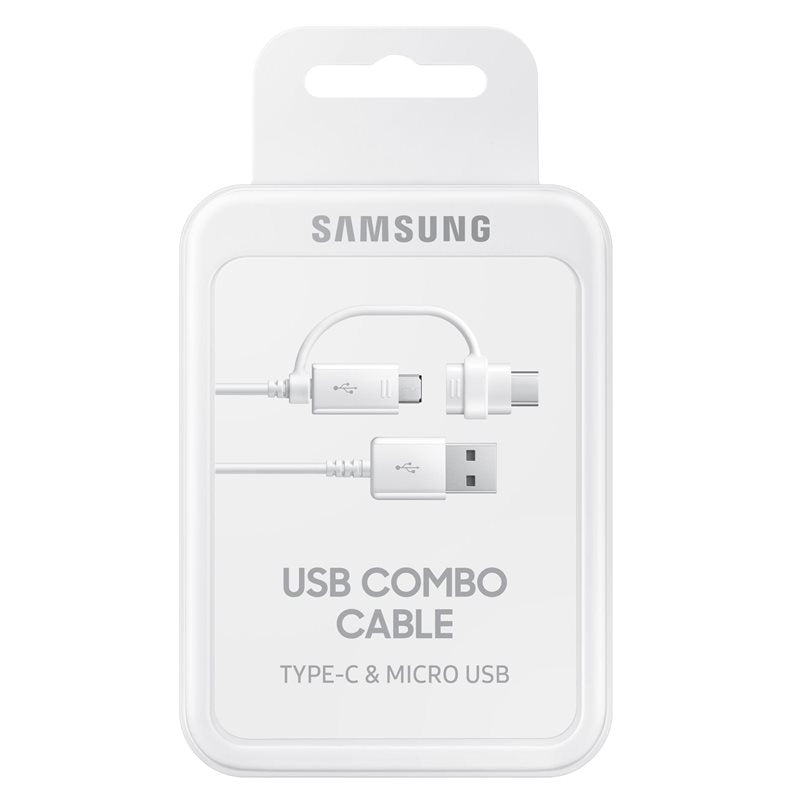 Кабел за данни и зареждане USB-A - USB-C / microUSB Samsung Combo 2в1, 18W, 1,5 м, бял EP-DG930DWEGWWW