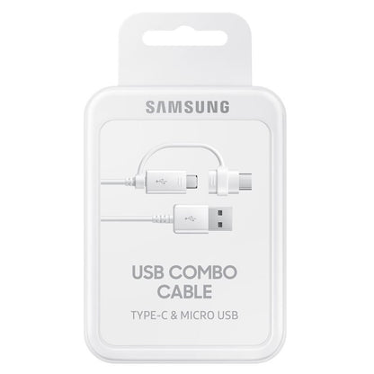 Кабел за данни и зареждане USB-A - USB-C / microUSB Samsung Combo 2в1, 18W, 1,5 м, бял EP-DG930DWEGWWW