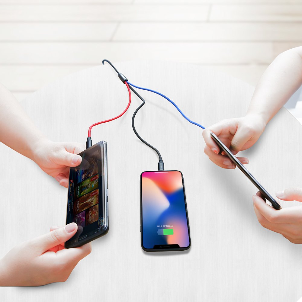 Кабел за зареждане USB-A - Lightning / microUSB / USB-C Baseus Colors 3in1, 20W, 1.2m, Черен CAMLT-BSY01
