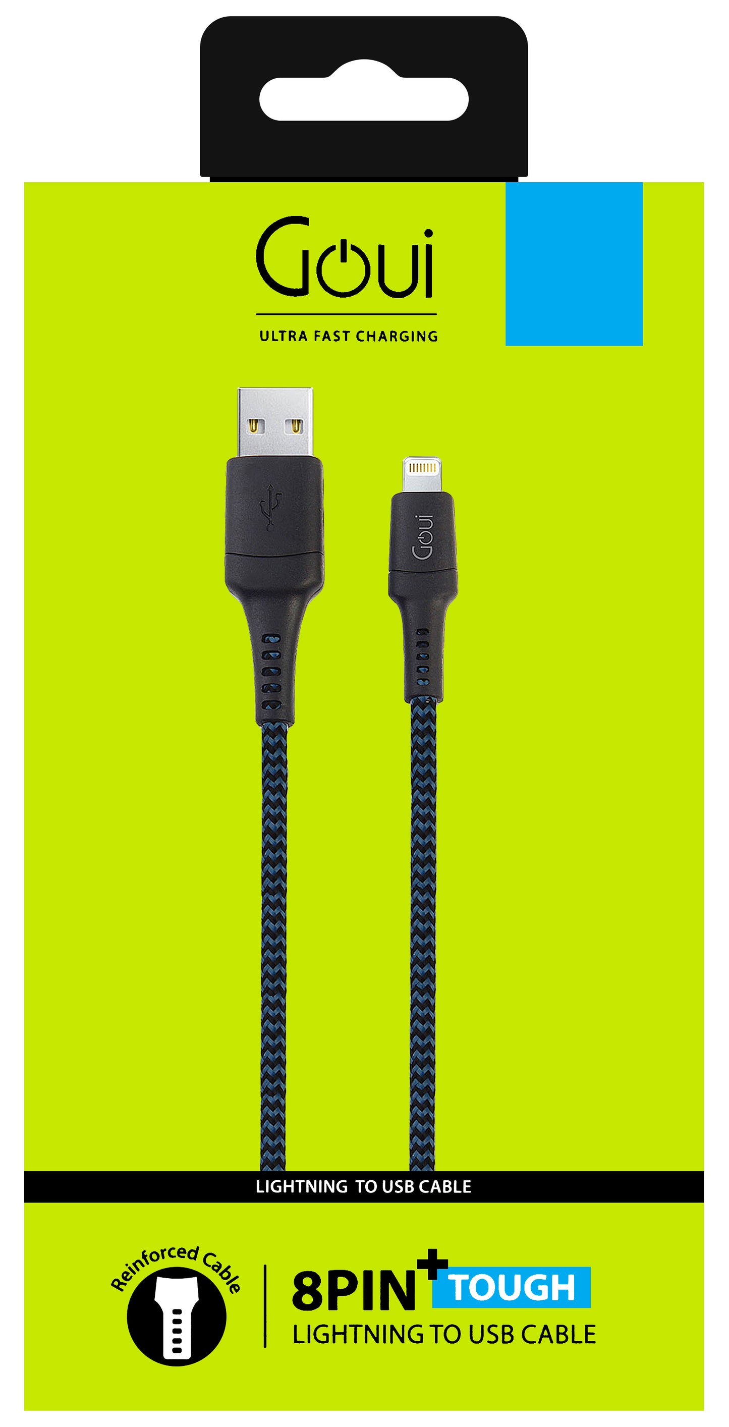 Кабел за данни и зареждане USB-A - Lightning Goui Tough, 18W, 1,5 м, син G-LC15-8PINBK