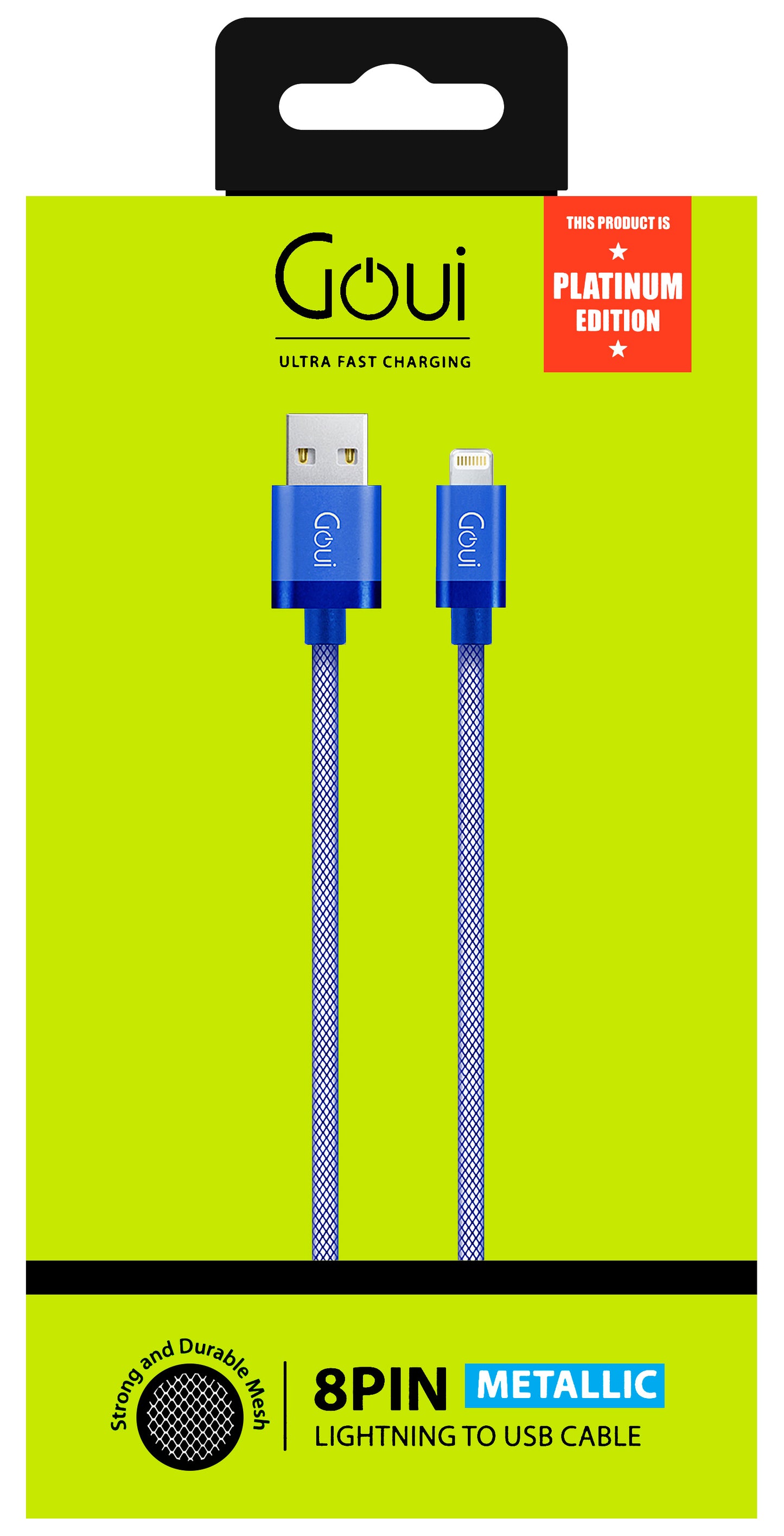 Кабел за данни и зареждане USB-A - Lightning Goui Metallic, 18W, 1 м, син G-LC8PIN-02B