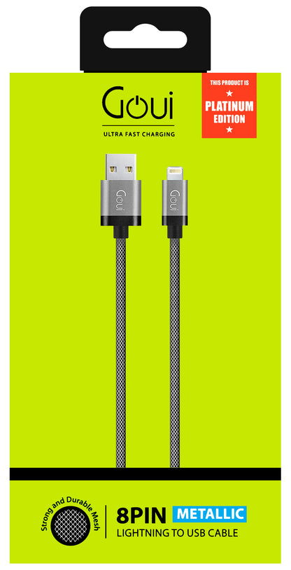 Кабел за данни и зареждане USB-A - Lightning Goui Metallic, 18W, 1 м, сив G-LC8PIN-02S G-LC8PIN-02S