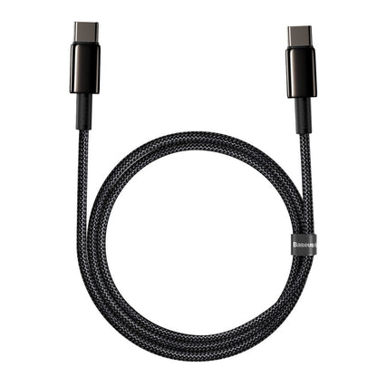 USB-C кабел за данни и зареждане - USB-C Baseus Tungsten Baseus Tungsten Gold, 100W, 1m, черен CATWJ-01 CATWJ-01