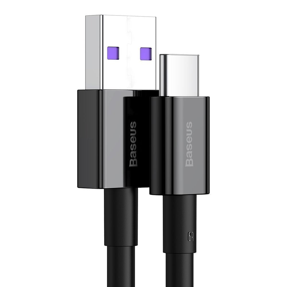 Кабел за пренос на данни и зареждане Baseus Superior от USB-A към USB-C, 66 W, 2 m, черен CATYS-A01