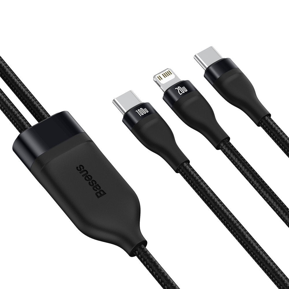 Кабел за данни и зареждане USB-C - Lightning / USB-C Baseus Flash Series 2in1, 100W, 1.2m, Черен CA1T2-F01