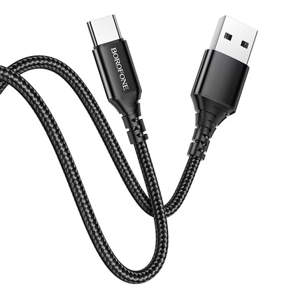 Кабел за пренос на данни и зареждане от USB-A към USB-C Borofone BX54 Ultra bright, 18W, 1m, черен