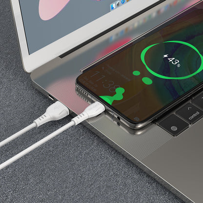 Кабел за пренос на данни и зареждане USB-A - USB-C Borofone BX51 Triumph MP, 18W, 1m, бял