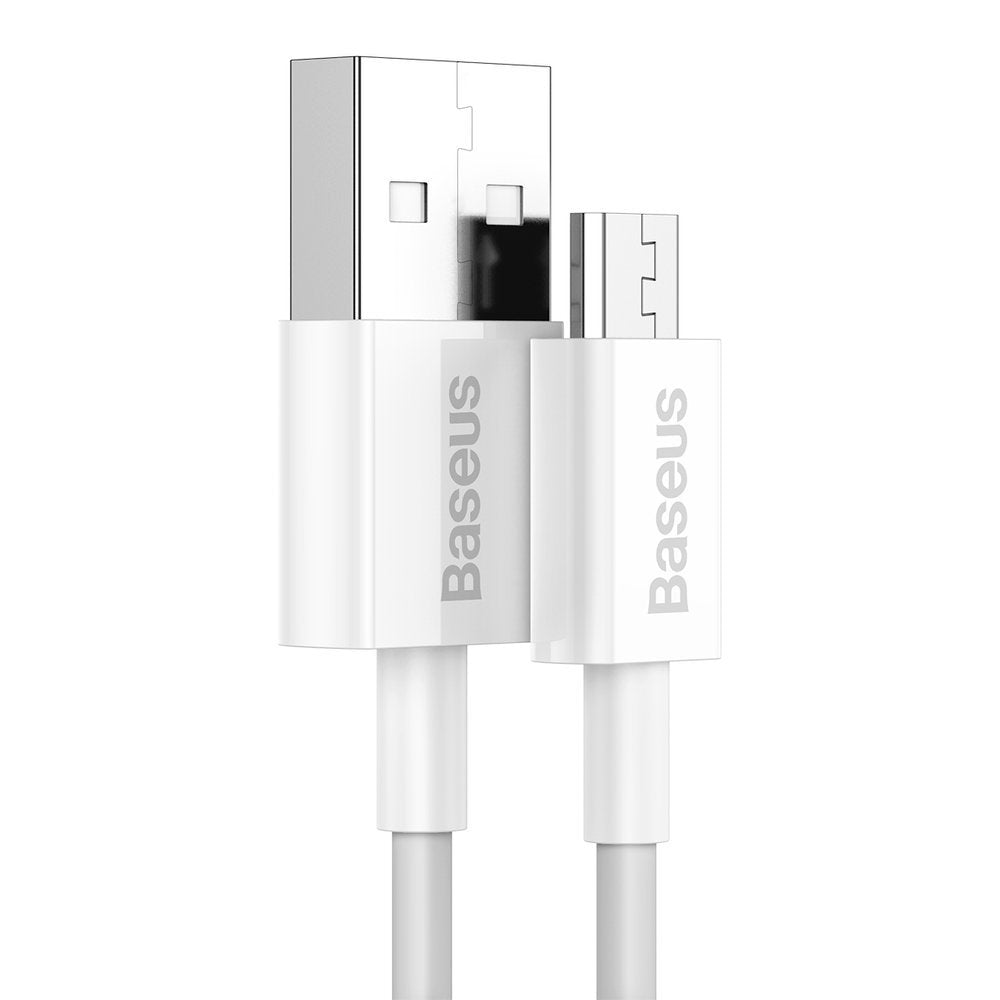 Кабел за данни и зареждане USB-A - microUSB Baseus Superior Series, 18W, 1m, бял CAMYS-02