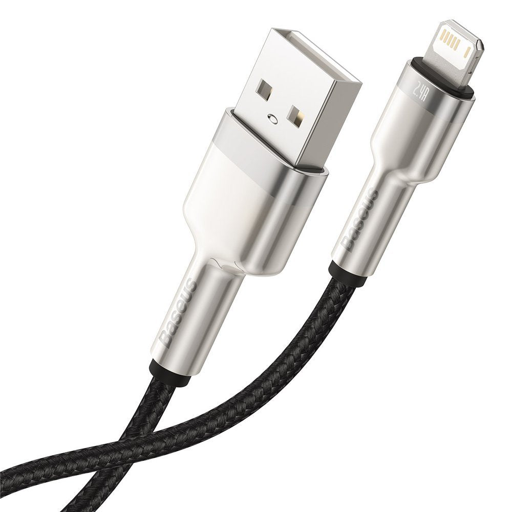 Кабел за данни и зареждане USB-A - Lightning Baseus Cafule Metal Series, 18W, 2m, Черен CALJK-B01
