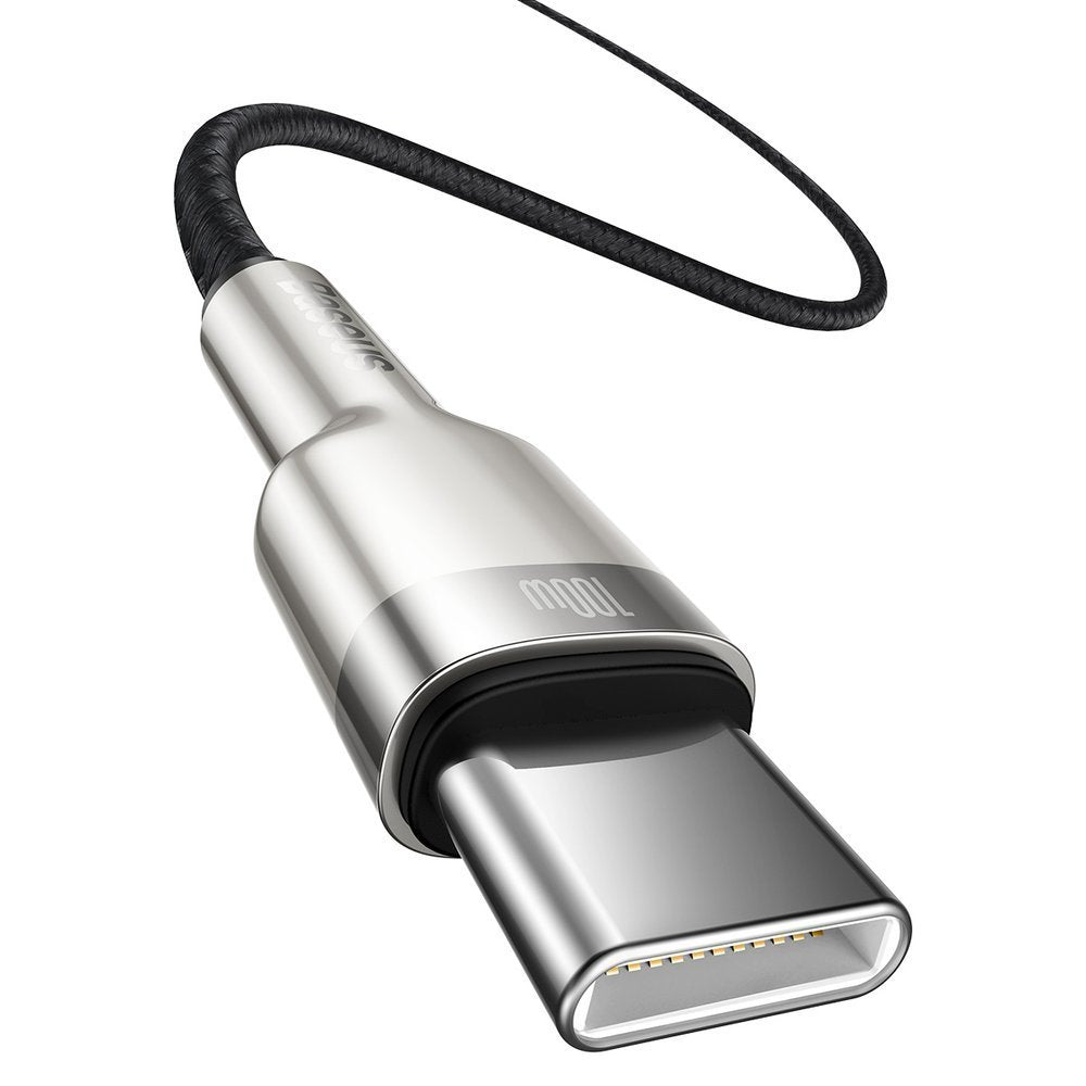 USB-C кабел за данни и зареждане - USB-C Baseus Cafule Metal Series, 100W, 1m, черен CATJK-C01