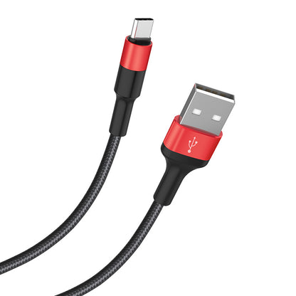 Кабел за данни и зареждане USB-A - USB-C HOCO X26 Xpress, 18W, 1m, Черно Червен