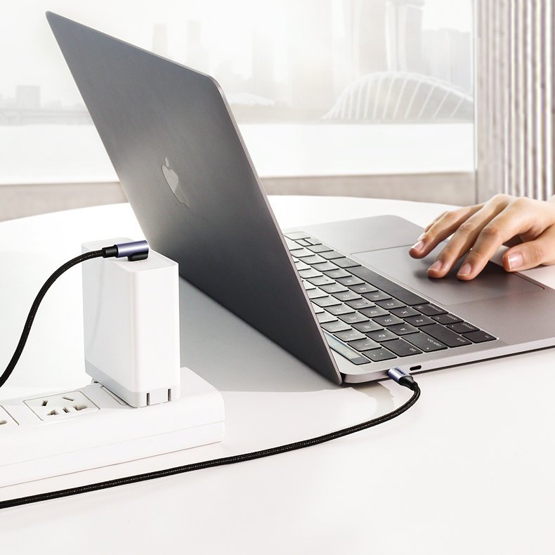 USB-C кабел за данни и зареждане - USB-C UGREEN US255 USB-C ъглов, 60W, 1m, сив