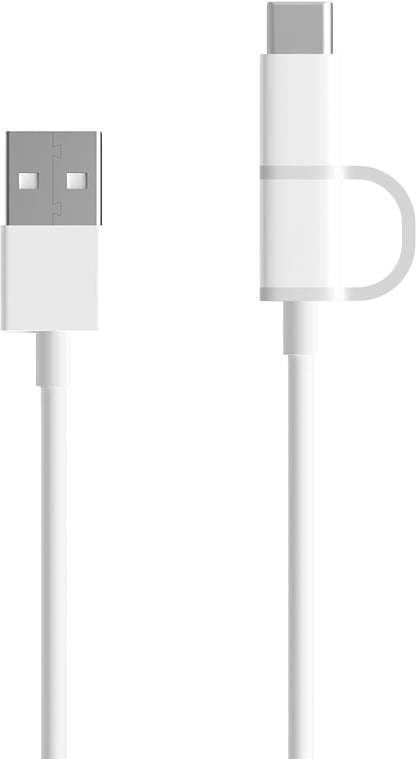 Кабел за данни и зареждане USB-A - microUSB / USB-C Xiaomi Mi 2in1, 18W, 1m, бял SJV4082TY 