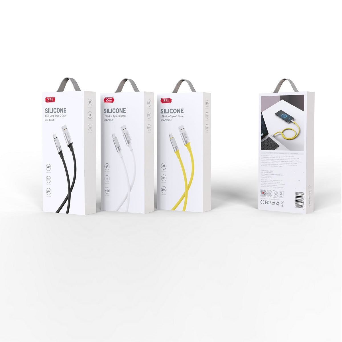 Кабел за данни и зареждане USB-A - USB-C XO Design NB251, 18W, 1m, Черен