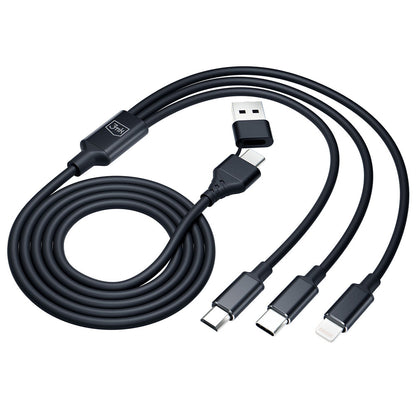 Кабел за зареждане USB-A / USB-C - Lightning / microUSB / USB-C 3MK Hyper 3in1, 12W, 1,5 м, черен 