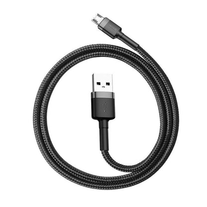 Кабел за пренос на данни и зареждане USB-A - microUSB Baseus Cafule, 18W, 0,5 м, сив CAMKLF-AG1