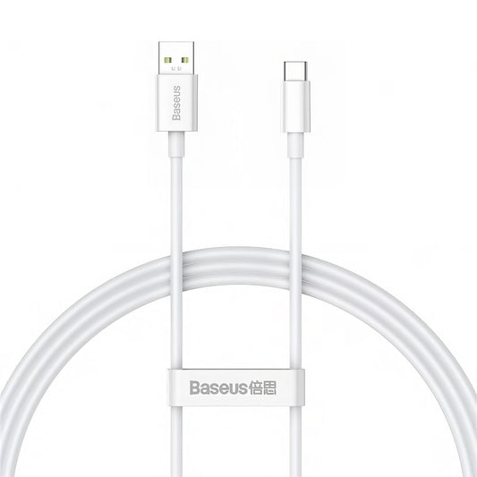 Кабел за данни и зареждане USB-A - USB-C Baseus Superior Series, 65W, 1m, бял CAYS000902 