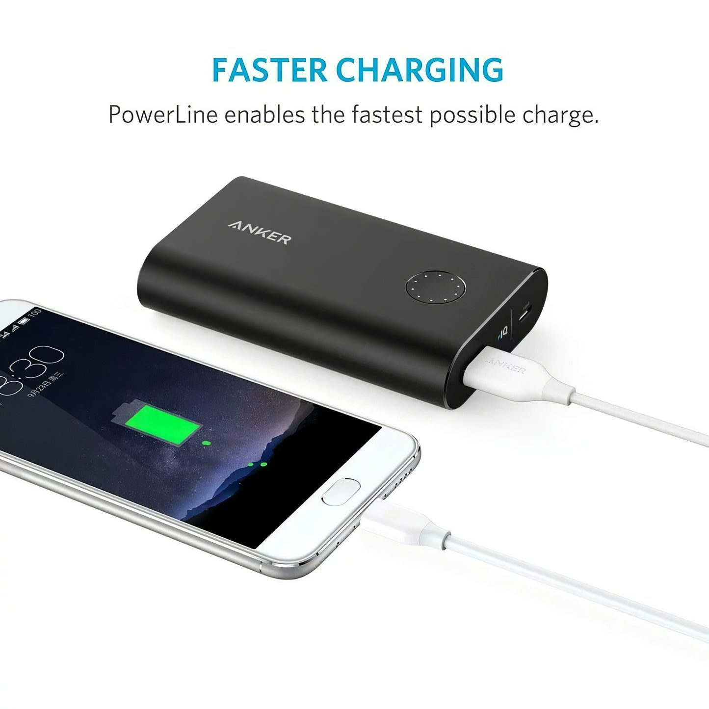 Кабел за пренос на данни и зареждане от USB-A към USB-C Anker PowerLine, 18 W, 0,9 м, бял A8163021 