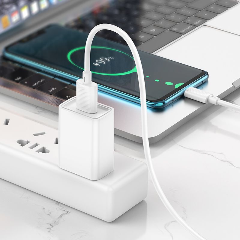 Кабел за данни и зареждане USB-A - USB-C HOCO X88, 18W, 1 м, бял 