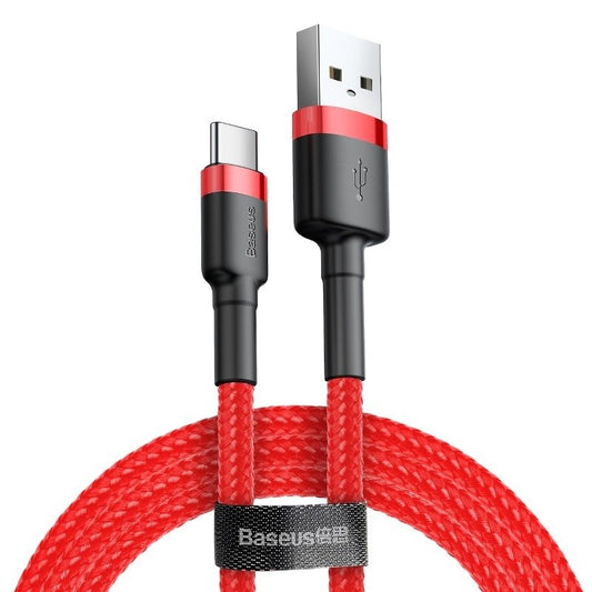Кабел за данни и зареждане USB-A - USB-C Baseus Cafule, 60W, 1m, Червен