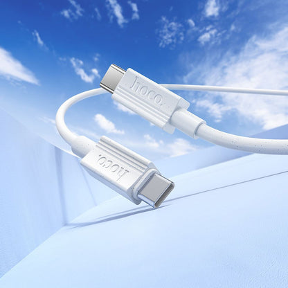 Кабел за данни и зареждане USB-C - USB-C HOCO X107, 60W, 1m, Бял