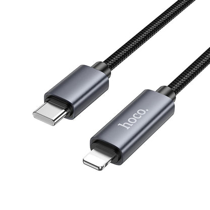 Кабел за данни и зареждане USB-C - Lightning HOCO Display X112, 27W, 1m, Черен