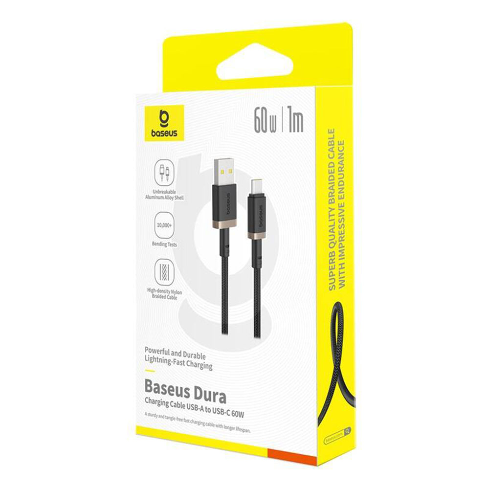 Кабел за данни и зареждане USB-A - USB-C Baseus Dura Series, 60W, 1m, Златист P10377802U01-00
