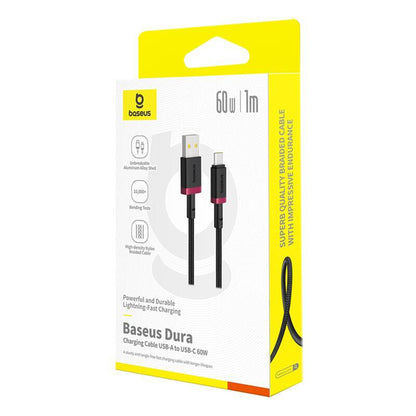 Кабел за данни и зареждане USB-A - USB-C Baseus Dura Series, 60W, 2m, Червен P10377802U01-03