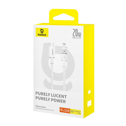 Кабел за данни и зареждане USB-C - Lightning Baseus Gem, 20W, 1m, Бял P10373001211-00