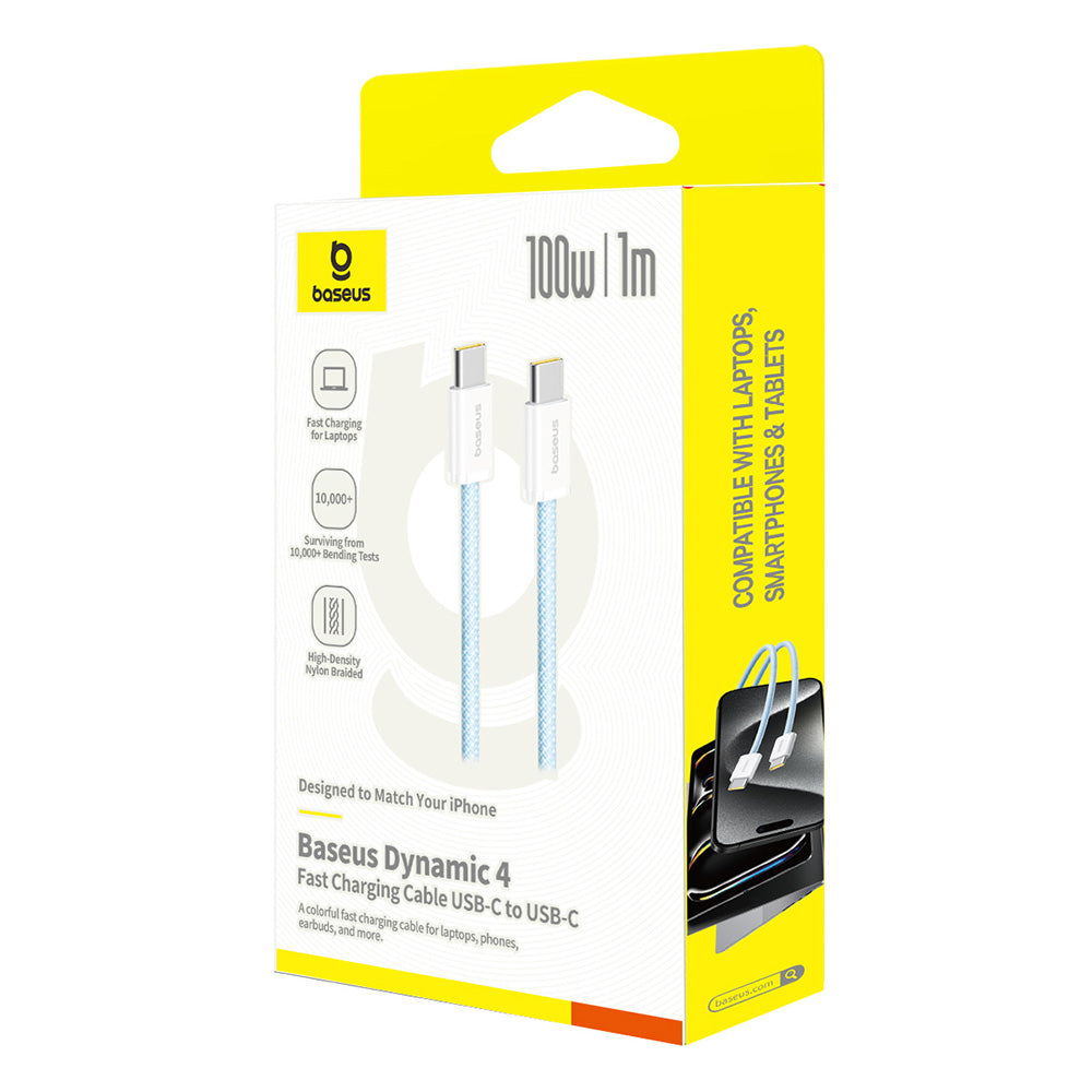 Кабел за данни и зареждане USB-C - USB-C Baseus Dynamic 4 Series, 100W, 1m, Син P10381400311-00